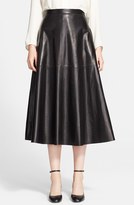 Thumbnail for your product : Valentino Lightweight Leather Midi Skirt