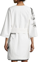 Thumbnail for your product : Josie Natori 3/4-Sleeve Textured Topper Coat