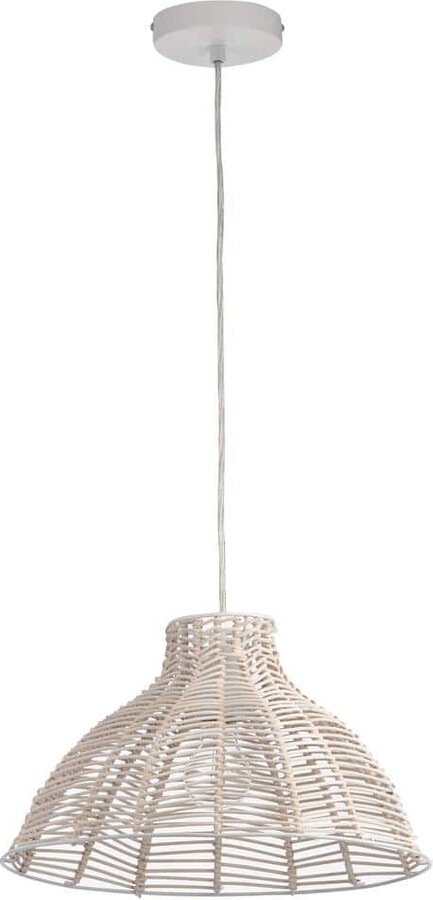 River of Goods Verena 1-Light White Pendant With Woven Shade
