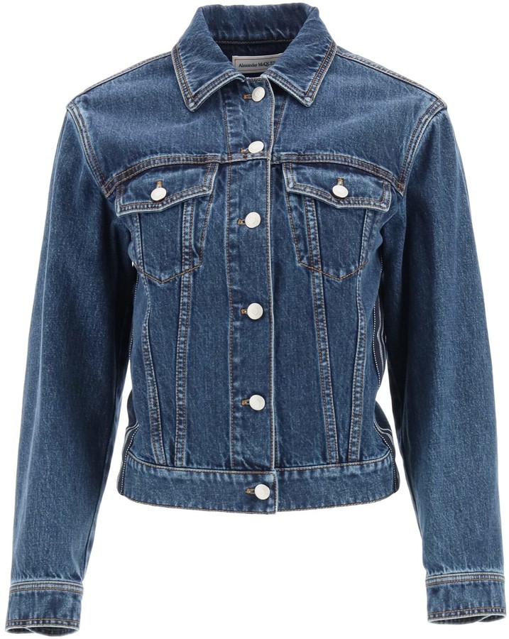 Size 40 US 6 Details about  / ALEXANDER MCQUEEN Blue Layered Denim Peplum Jean Jacket