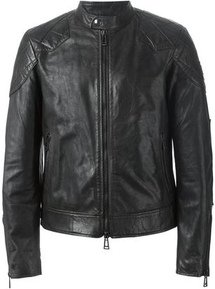 Belstaff zip leather jacket - men - Cotton/Leather/Viscose - 56