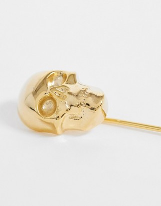 Twisted Tailor lapel pin with skull in gold
