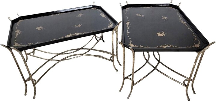 Faux Bois Side Coffee Tray Tables By Dennis & Leen Set Of 2