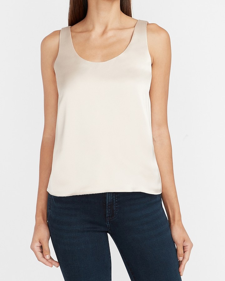 cream satin tank top