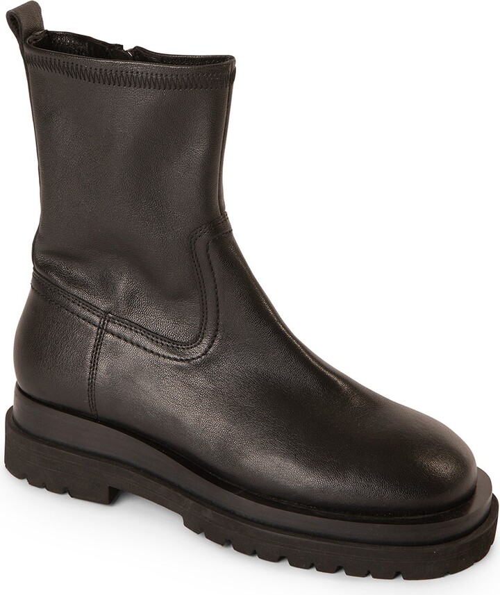 ASRA Badger Black Leather Sock Boot With Inside Zip ShopStyle