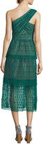 Thumbnail for your product : Self-Portrait One-Shoulder Floral-Chain Lace Guipure Midi Dress