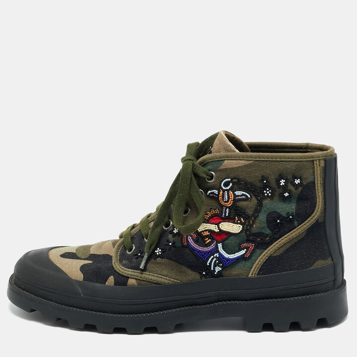 Valentino Multicolor Camouflage Canvas High Top Sneakers Size 41
