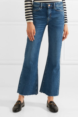 MiH Jeans Lou Cropped Mid-rise Flared Jeans - Mid denim