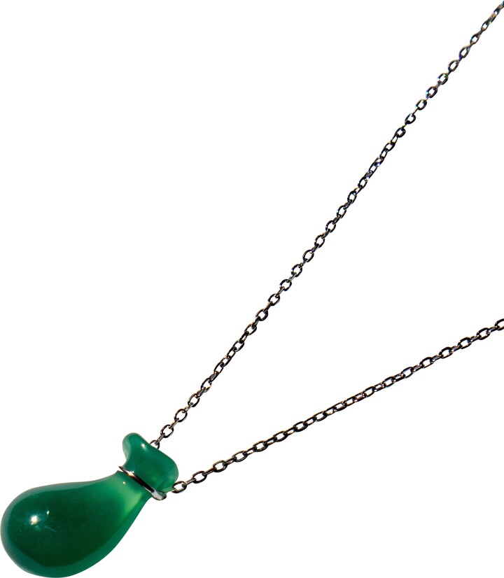Seree Fudai Green Jade Stone Pendant Necklace