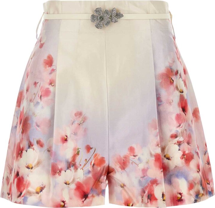 Zimmermann Printed Satin Crush Shorts