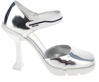 silver prada heels