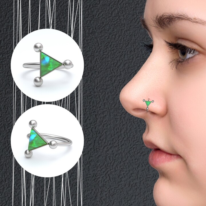 Opal Nose Ring Hoop, Surgical Steel Piercing Jewelry, Hoop Earrings