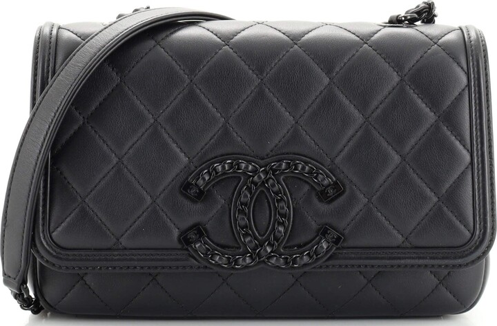 Chanel Navy Quilted Caviar And Black Lambskin Medium CC Filigree Flap Bag  Gold Hardware, 2017 Available For Immediate Sale At Sotheby's