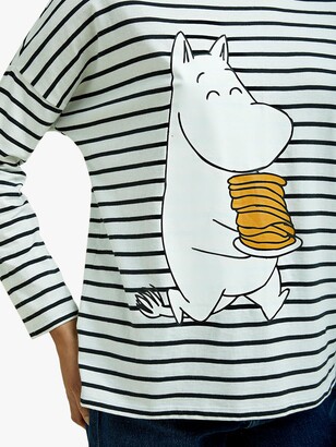 People Tree Moomin Pancake Graphic Stripe T-Shirt, Blue/White