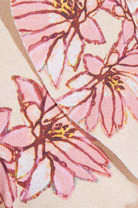 Eberjey Flying Lotus Ruffled Floral-print Triangle Bikini - Pastel pink