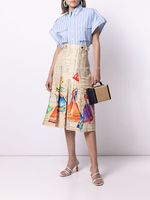 Stella Jean Graphic-Print Midi Skirt