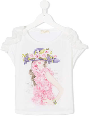 MonnaLisa fashion-print ruffled T-shirt