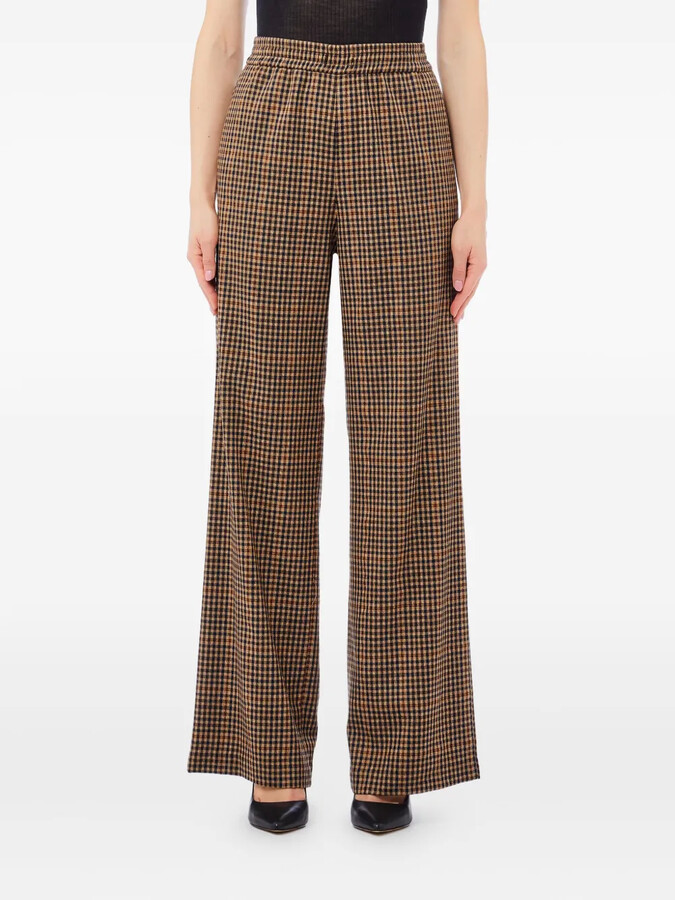 Liu Jo Gingham-Check Straight-Leg Trousers