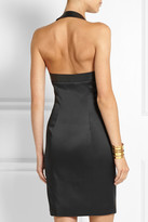 Thumbnail for your product : Moschino Leather-trimmed satin-crepe mini dress