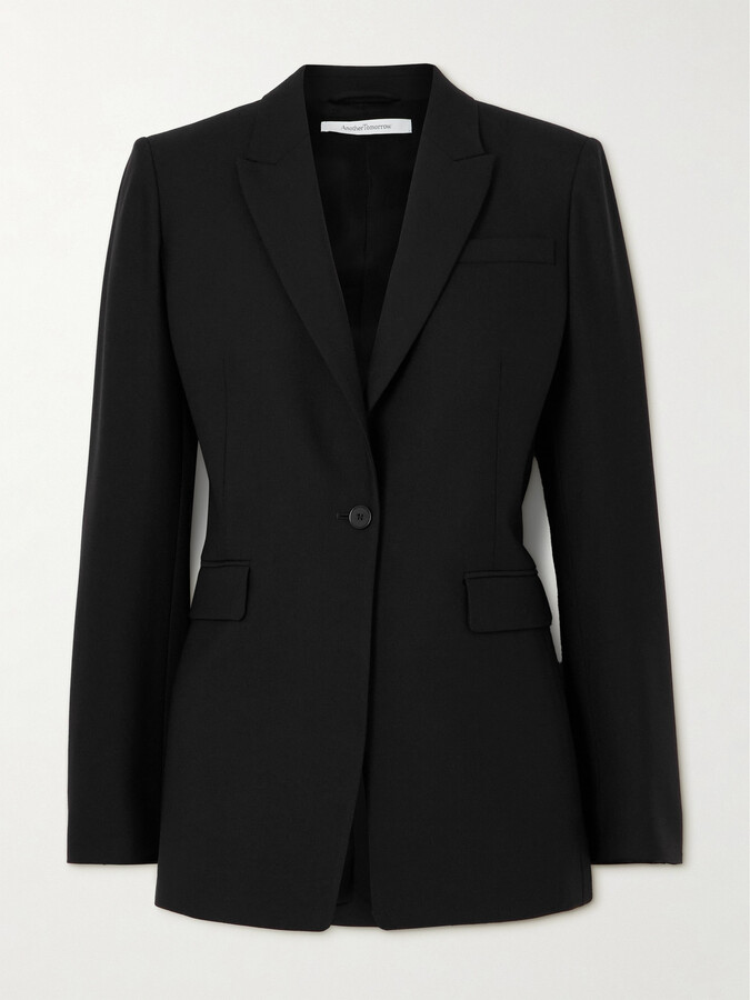 ANOTHER TOMORROW Grain De Poudre Wool Blazer - Black