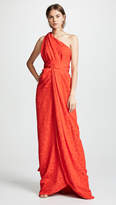Thumbnail for your product : Brandon Maxwell Jacquard One Shoulder Twist Front Gown