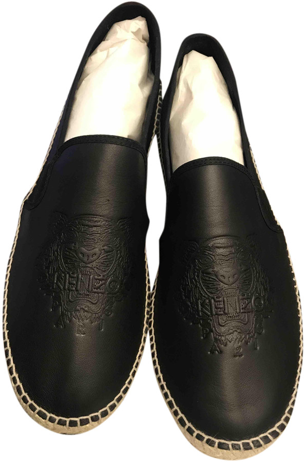 kenzo black leather espadrilles
