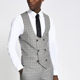 Thumbnail for your product : River Island Mens Brown slim fit heritage check suit waistcoat