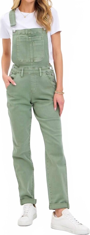 Judy Blue High Waist Double Cuffed Boyfriend Overalls In Sage