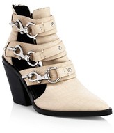 Thumbnail for your product : Rebecca Minkoff Seavie Lobster Clip Croc-Embossed Leather Ankle Boots