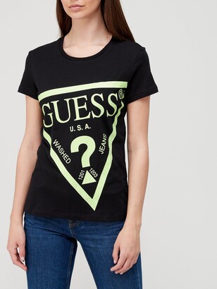 GUESS Triangle Logo Clasic T-Shirt - Black