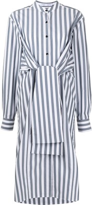 Proenza Schouler White Label Tied-Waist Striped Shirtdress