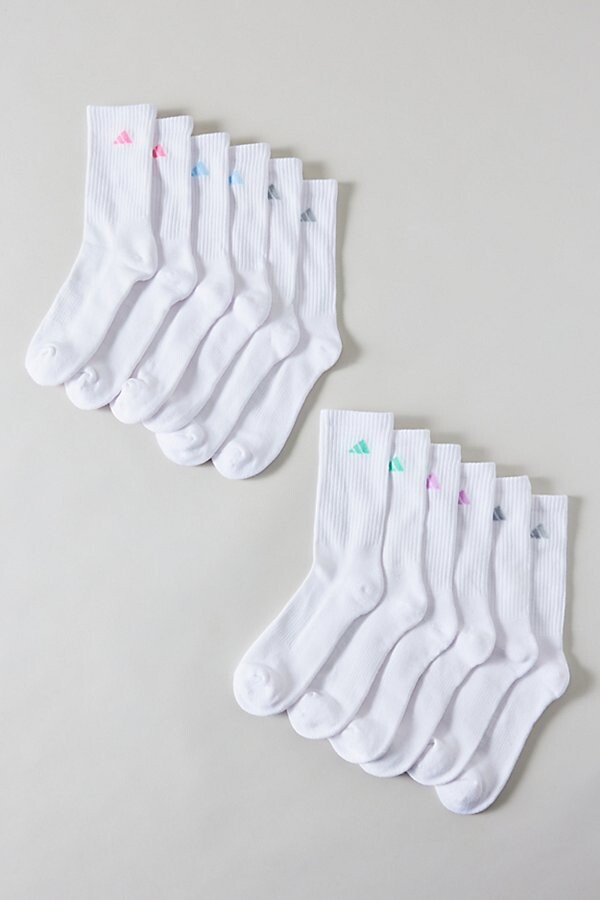 adidas Cushioned Crew Sock 6-Pack in White Clear Sky Blue