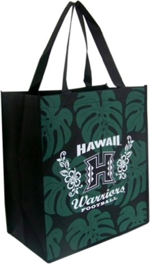 KC Hawaii Hawaii University Tote Bag Warriors Monstera Green, White