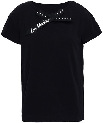 Love Moschino Bow-embellished Stretch-cotton Jersey T-shirt