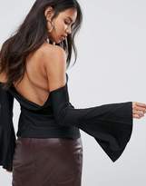 Thumbnail for your product : AX Paris Cold Shoulder Bell Sleeve Top