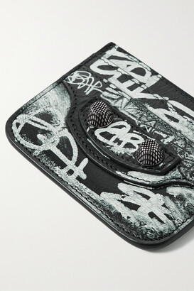 Balenciaga Le Cagole Graffiti Studded Leather Cardholder
