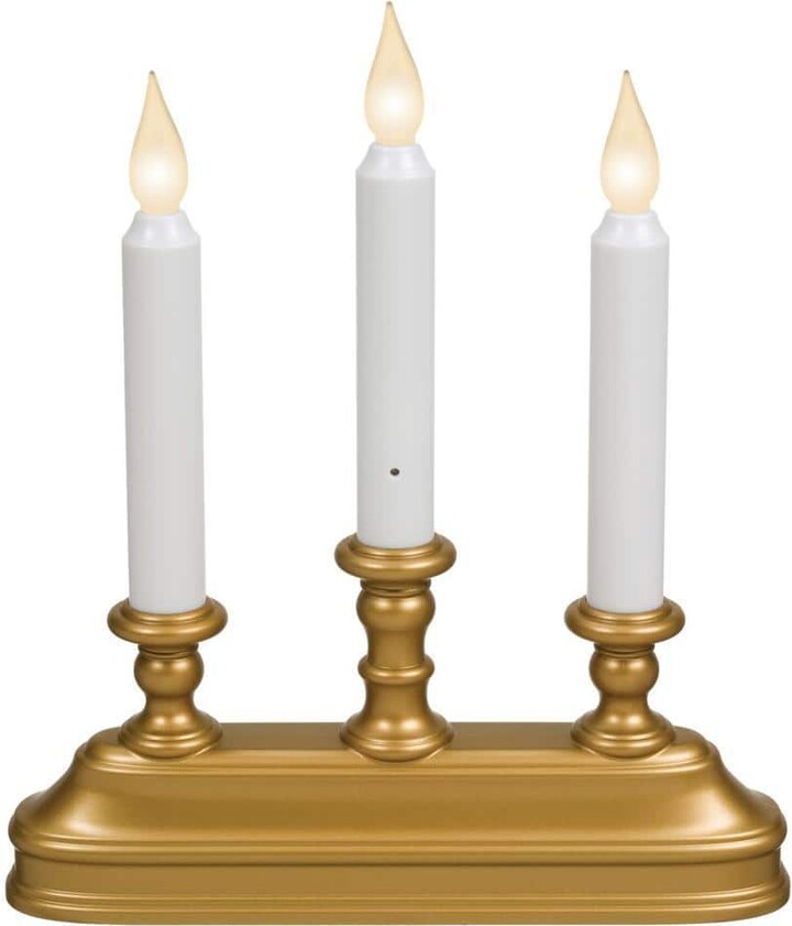 Xodus Innovations 10 in. Dual Color LED Battery Operated Candle with Antique Brass Colored Candelabra Base