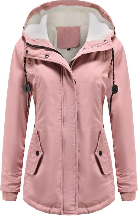 YYNUDA Womens Winter Coats Waterproof Fleece Lined Parka Coat Winter Outdoor Hooded Jacket Pink