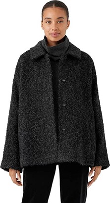 Eileen Fisher Classic Collar Coat (Charcoal) Women's Clothing