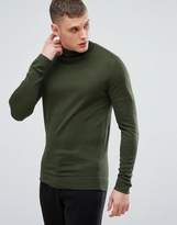 Thumbnail for your product : Lindbergh Merino Roll Neck Jumper In Khaki