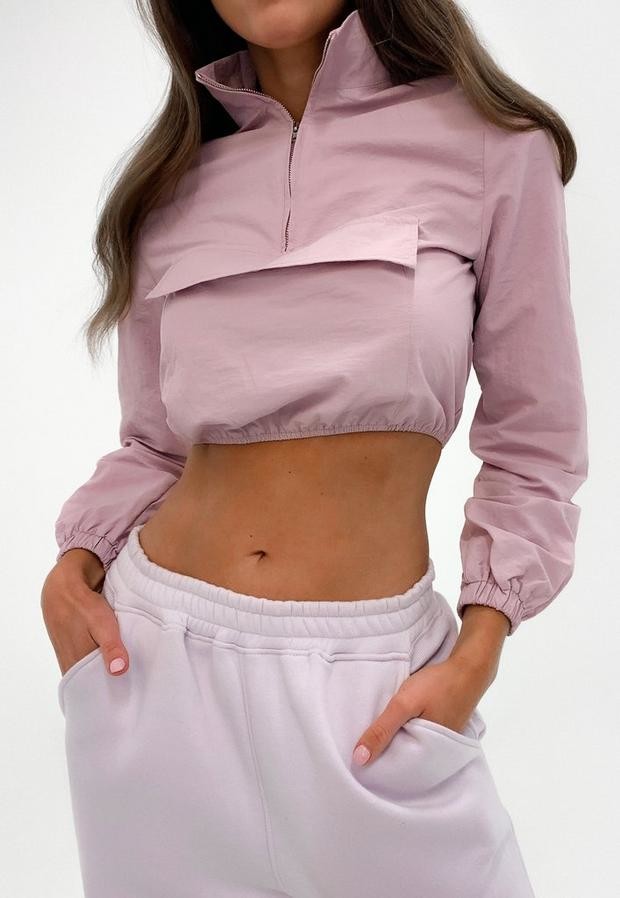 cropped shell suit jacket