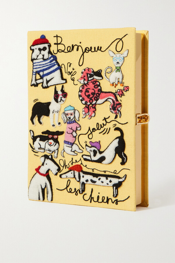 Olympia Le-Tan Bonjour Les Chiens Embroidered Appliquéd Canvas