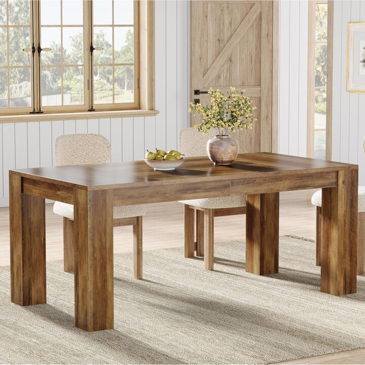 Tribesigns 63-Inch Dining Table for 4-6 People, Rectangular Kitchen Dinner Table, Farmhouse Wooden Eating Table for Home Kitchen, Dining Room - Rustic