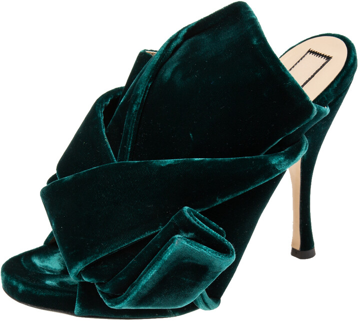 Dark Green Velvet Shoes | Shop the world's largest collection of fashion |  ShopStyle