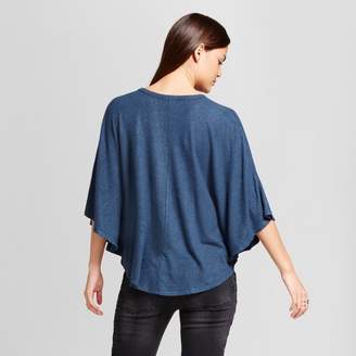 Soul Cake Women's 3/4 Sleeve Cut Out Poncho Marled Brushed Hacci Top - Soul Cake (Juniors')