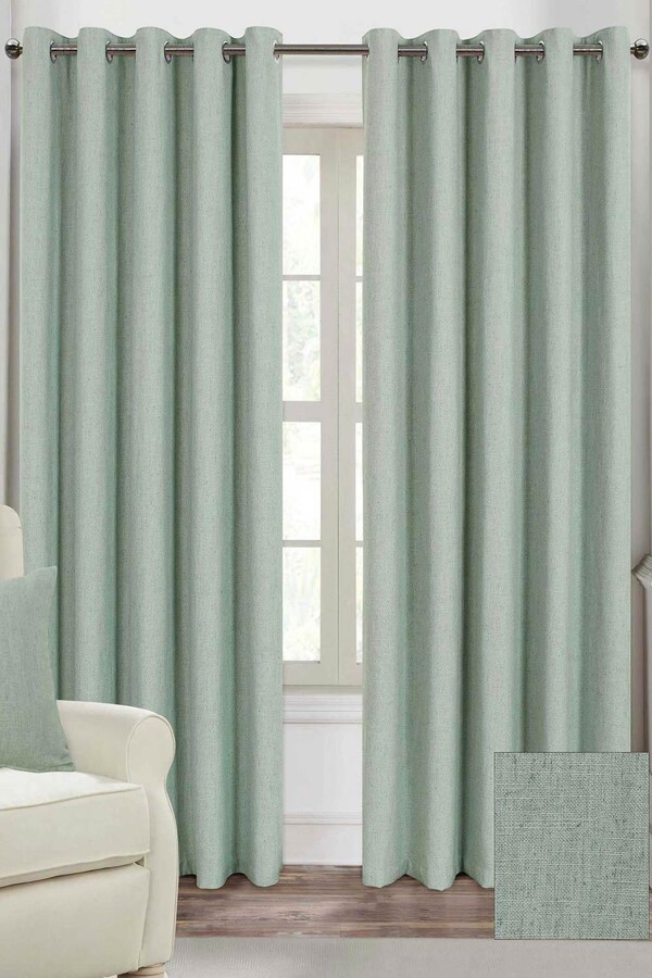 Homescapes Linen Eyelet Lined Curtain Pair ShopStyle