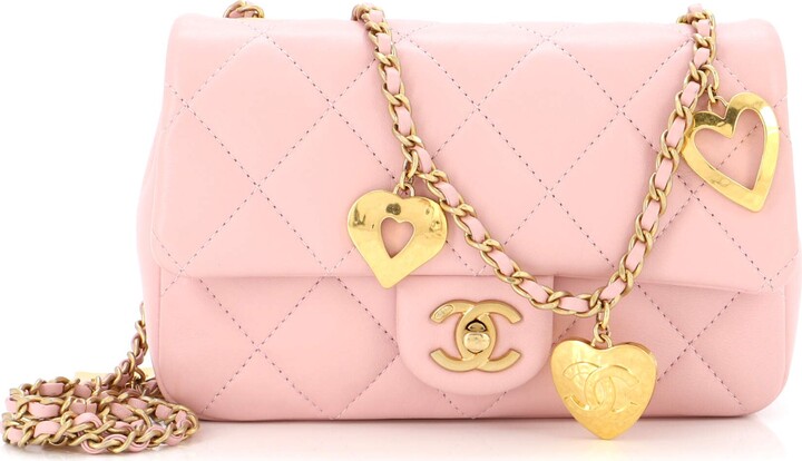 Pre-owned Chanel 1994-1996 Love Heart Cc Mini Crossbody Bag In Pink