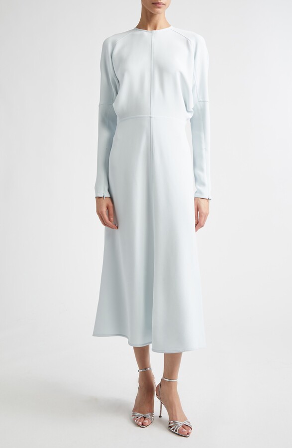 Victoria Beckham Long Sleeve Stretch Crepe Midi Dress