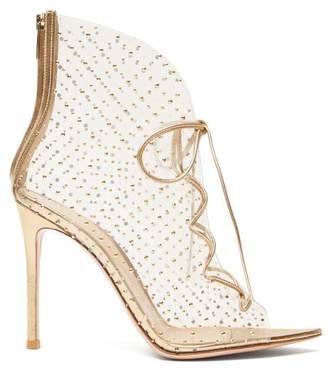 Gianvito Rossi Helmut 105 Crystal-studded Pvc Ankle Boots - Womens - Gold Gianvito Rossi Helmut 105 Crystal-studded Pvc Ankle Boots - Womens - Gold