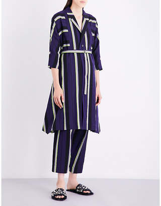 Issey Miyake Striped linen-blend coat